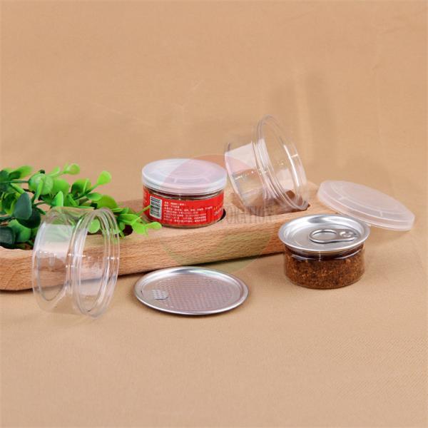 Quality Cbd Weed Easy Open Pull Ring Round Plastic Container Black Lid With Sticker wholesale