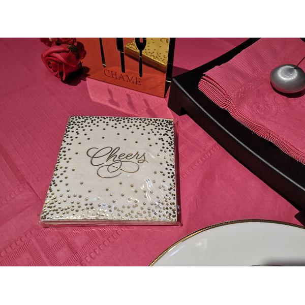 2ply pure Wood Pulp Gold Foil Napkin For Party ,hotel