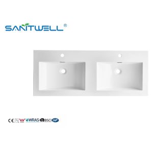Special Design SW6033-1205 Double Hand Washing Hans Stone Basins Easy Clean Solid Surface Cabinet Sinks