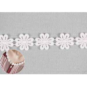 DTM Color Cotton Lace Edging Dyeing With Smooth Pattern / Embroidered Flower
