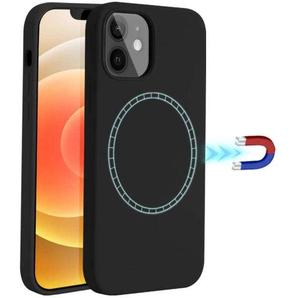Quality Full Protective Liquid Silicone Wireless Charger Case Built in Magnetic Ring (Supports MagSafe Wireless Charging) Black wholesale