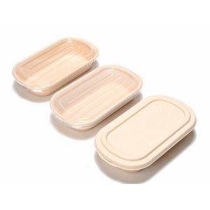 Biodegradable Bamboo Pulp Food Container Microwaveable With Cover Safety