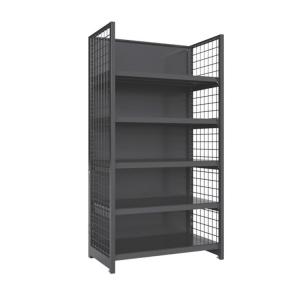 China Double Sided Gondola Steel Wire Mesh Rack Metal Display Shelves For Supermarket on sale