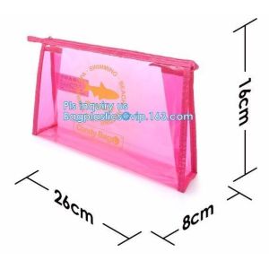 grip slider bags, Stand Up Cosmetic Pouch with Slider Zipper Closure, PVC HEAT