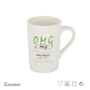 400ml Bone China Mugs , White Ceramic Coffee Mugs With Creative Logo Decal
