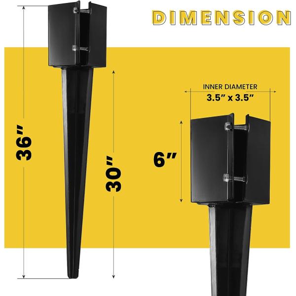 Fence Post Anchor Ground Spike 24 Inch for Mailbox Deck Railing Iron Casting Process