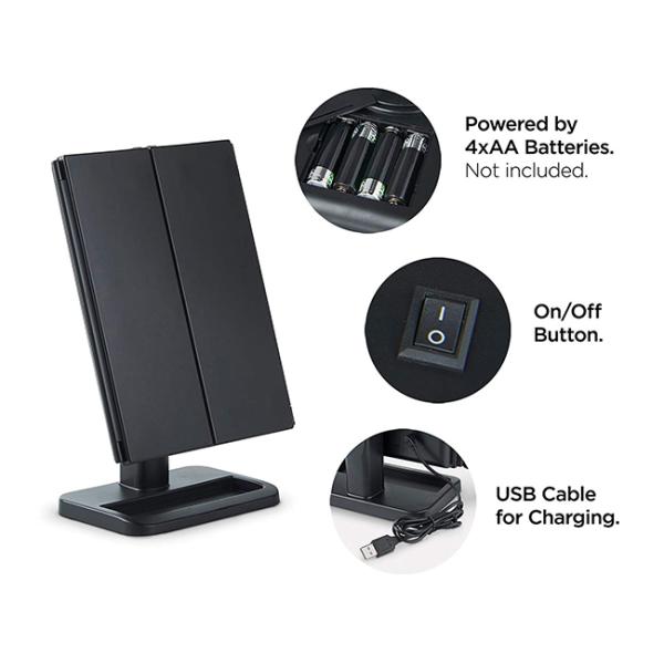 1X 2X 3X Magnification Countertop Makeup Mirror With 180° Rotation / Touching