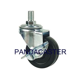 Black 2 inch Light Duty Casters Rubber Wheel Swivel Caster With Brake