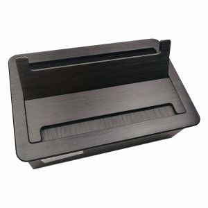 Black Color Conference Table Connectivity Box Double Brush Cover RJ45 Informatio