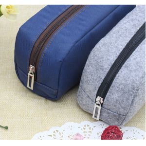 Factory direct wooden pen box case for school canvas wool felt wooden pen case