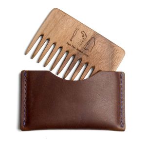 Genuine Leather Luxury Packaging Boxes Rectangle Portable Comb Case And Holder
