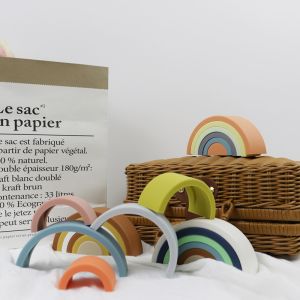 Customized Soft Silicone Toys Rainbow Stacking For Baby Educational