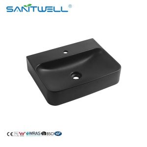 New Fashion Styles AB8522 Bathroom Sinks Rectangle Shape Matt Black Above