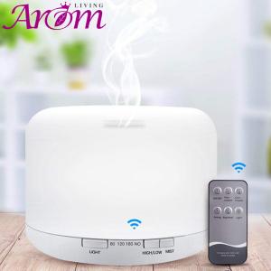 Cheap 500ML White Plastic Aroma Diffuser With 7 Color LED Light And Remote Controller for sale