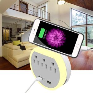 Wall Power Socket with Surge Protector ETL cETL Passed 3 Outlets 2USB