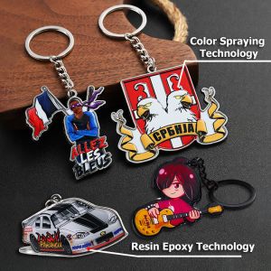 Die Cut Zinc Alloy Enamel Keychains Cartoon Anime Type Customized