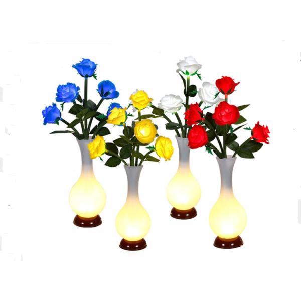 Quality LED Simulation Rose Vase Lamp Bedroom Modelling Table Small Night Lights Flower Bedroom Decorative Lamp wholesale