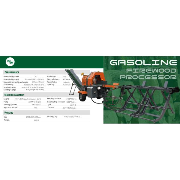 18HP Gasoline Log Splitter And Wood Shredder For Cutting Wood Branch