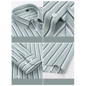 Knitted Plus Size Blue Red Striped Men's Button Down Sparkle French Cuff Dress