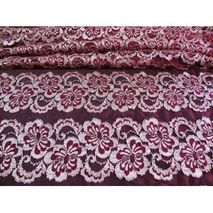 China Wavy Floral Elastic Lace Fabric Eco-friendly Dyeing For Evening Dress CY-DK0037 on sale