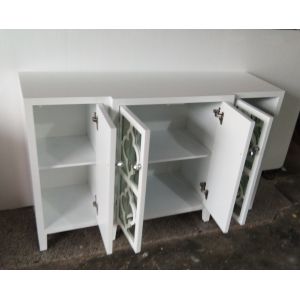 3 Doors 2 Shelves Storage Cabinet Trellis Overlay Side Table Side Board