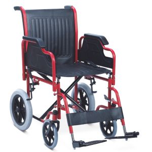 China Economic Friendly Folding Steel Wheelchair With Solid Castor Pneumatic Mag Wheel on sale