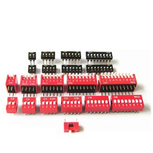 2.54mm Pitch Slide DIP Switch 1 2 3 4 5 6 8 9 10 Positions PCB Mount Double Row