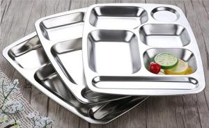 China Canteen 5 Compartment Steel Plates Tableware And Utensils Eco Friendly on sale