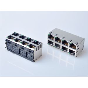 Shielded RJ45 Modular Jack Connector, Through Hole Type, Side Entry, with LED,