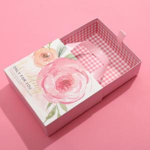 China Logo Printed Pink Custom Cardboard Jewelry Boxes Drawer Storage Design on sale