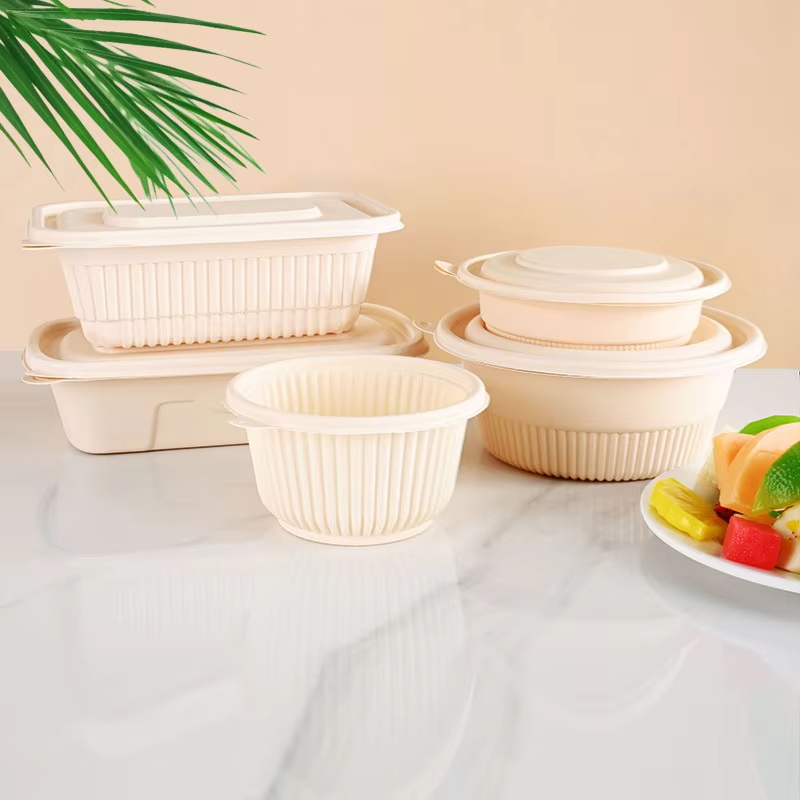 8 Inch Take Out Food Microvable Biodegradable 100% Compostable to Go Corn Starch