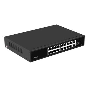 16 Port PoE Switch 10/100M Ethernet With 2 SFP/RJ45 Uplink For CCTV Cameras 300W
