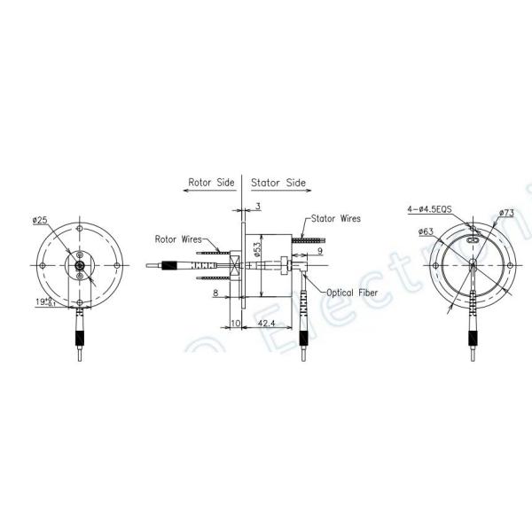 2 Channel Fiber Optic Rotary Joint 35mm OD Aluminum Alloy Housing Material