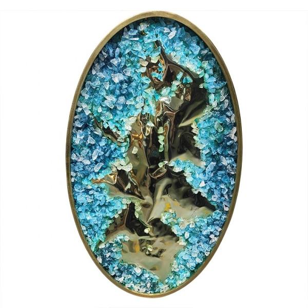 Quality Round Abstract 3D Metal Art Painting Handmade Ink Paintings Wall Arts With Frame wholesale