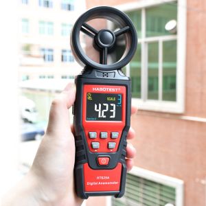 8 Fan Blades Handheld Digital Anemometer , 9999 Counters Portable Wind Meter