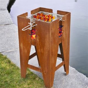 Decorative Square Corten Steel Fire Pit And Grill