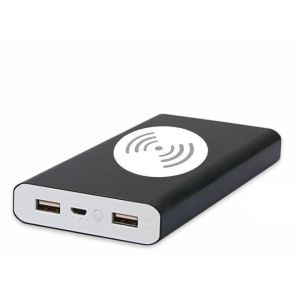 Customized Logo Aluminum 12000mAh Dual USB QI Wireless Fast Charging Power Bank