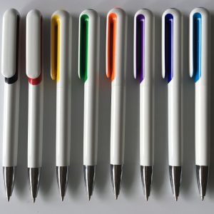 China New design white color twist promotion plastic pen with customized printing LOGO on sale