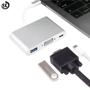 Kico USB C Adapter Hub Type C USB 3.1 to VGA USB 3.0 Cable Multiport Digital AV