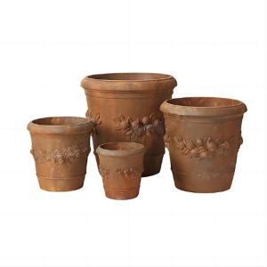 Ornate Architectural Cement Planter Pots Hand Carved For Courtyard Decor