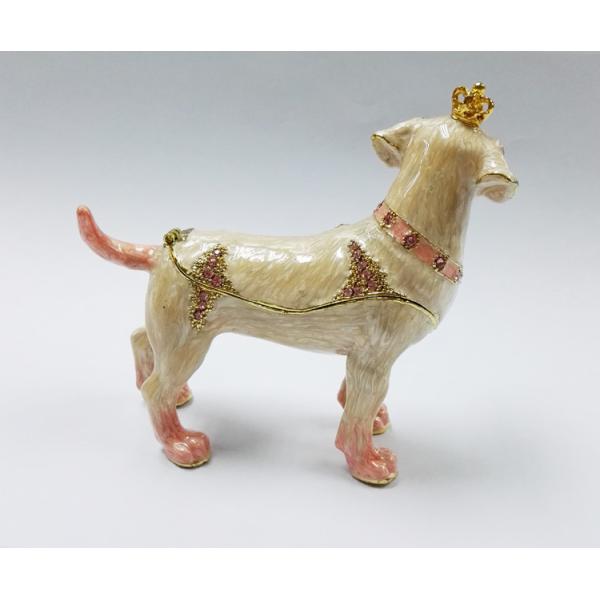 Factory offer New design Pewter Alloy Rhinestone Dog metal jewelry box