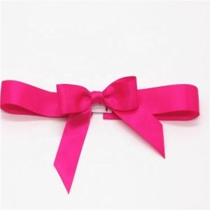 Rose Red Color Satin Ribbon Bow , Smooth Surface Gift Wrap Flower Ribbon