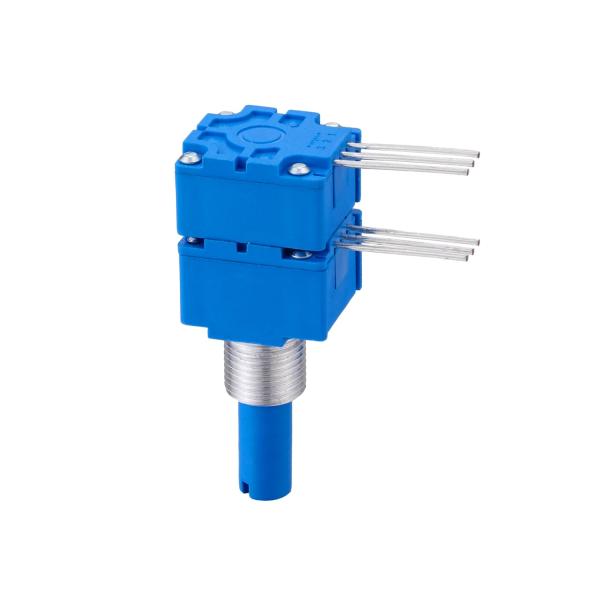 Horizontal Rotary Potentiometer Dual Gang 100K Resistance Value Rotational Life