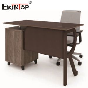 Brown Glass Top Computer Desk With Wood Metal Drawer Custom