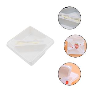 Customized Double Cavity Pet White Plastic Triangular Sandwich Box With Fork