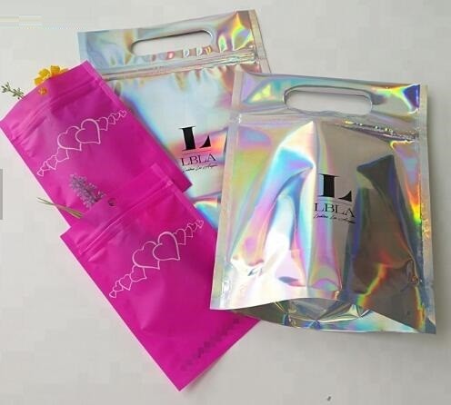 Quality Bagease Multiple Use Candy Pack Holographic Clear Front Packaging Zipper Bag Wholesale Retail Heat Seal Bag For Popcorn wholesale