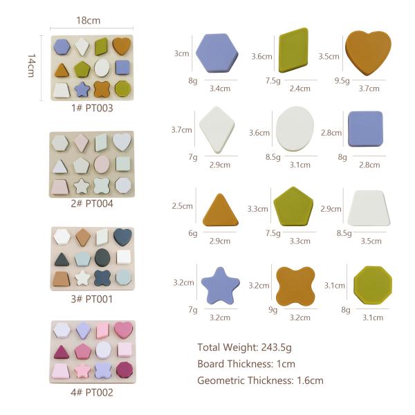 Geometric Shape Silicone Puzzle BPA Free Eco Friendly For Kids Education