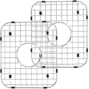 Satin Kitchen Sink Accessories With Draining Hole Bottom Grid Protector Drying