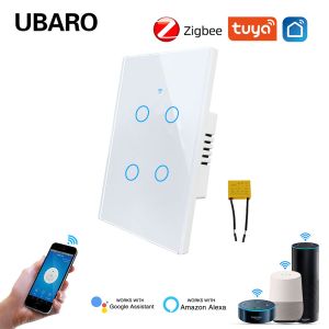 4Gang 110V 10A Smart Zigbee Wall Switch with Tuya Smart App for LED Lights Work