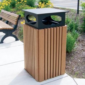 Outdoor Wood Trash Can Waste Recycle Bin Recycled Plastic Trash Cans